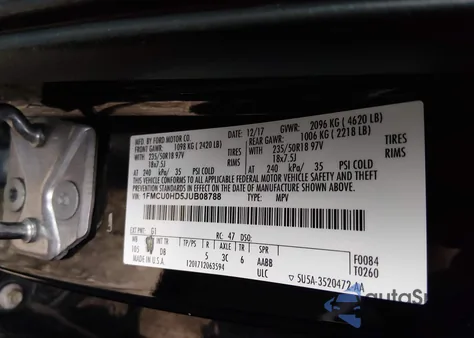 2018 Ford Escape Sel from USA, damaged, VIN 1FMCU0HD5JUB08788